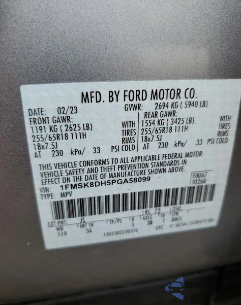 2023 Ford Explorer Xlt from USA, damaged, VIN 1FMSK8DH5PGA58099